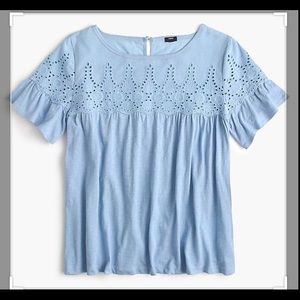 A NWT J.Crew Eyelet Top in Vintage Cotton, XXS